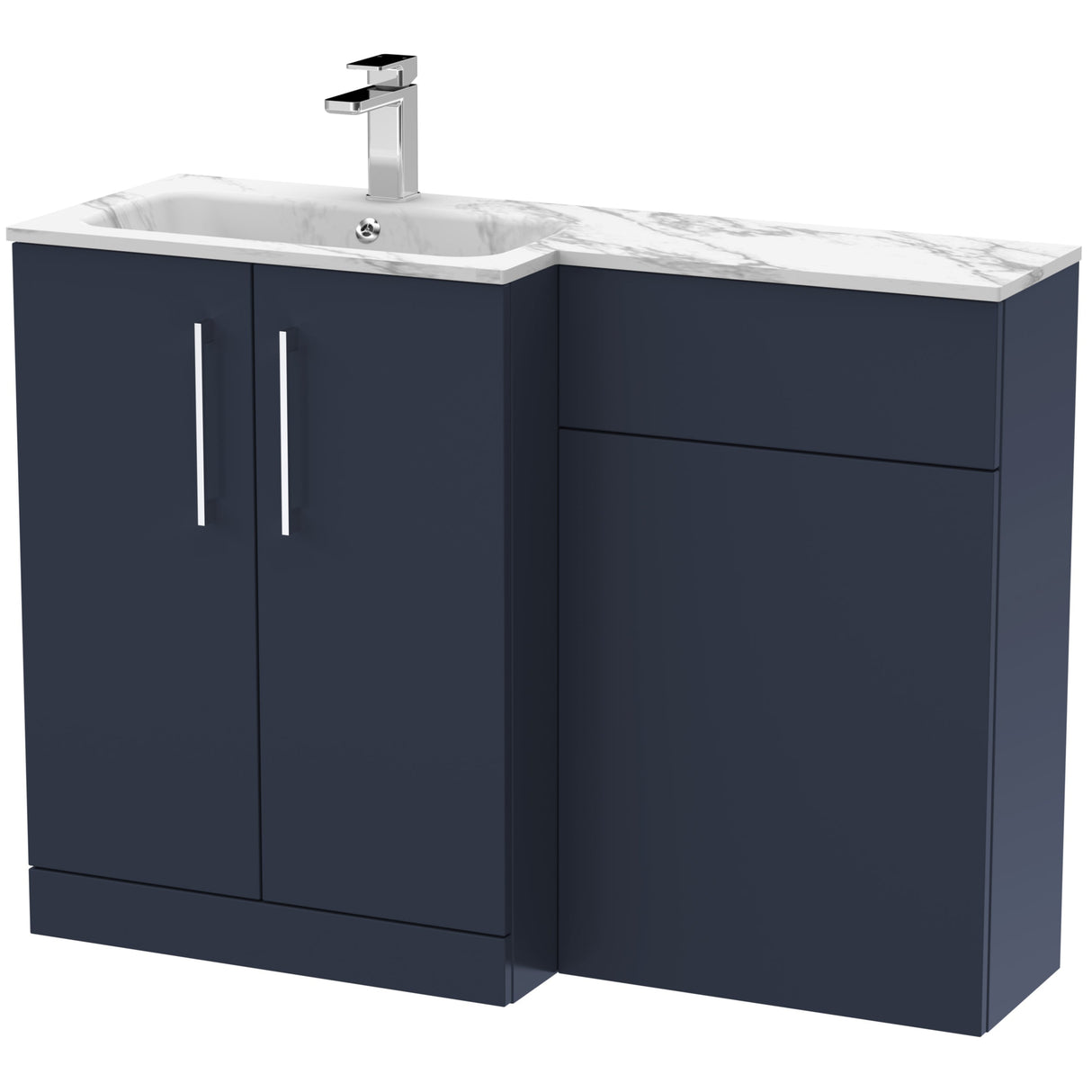 Nuie Arno Toilet & Basin Suite W1100mm - 2 Door Vanity Unit & Marble Stone Basin Midnight Blue ARN2913L