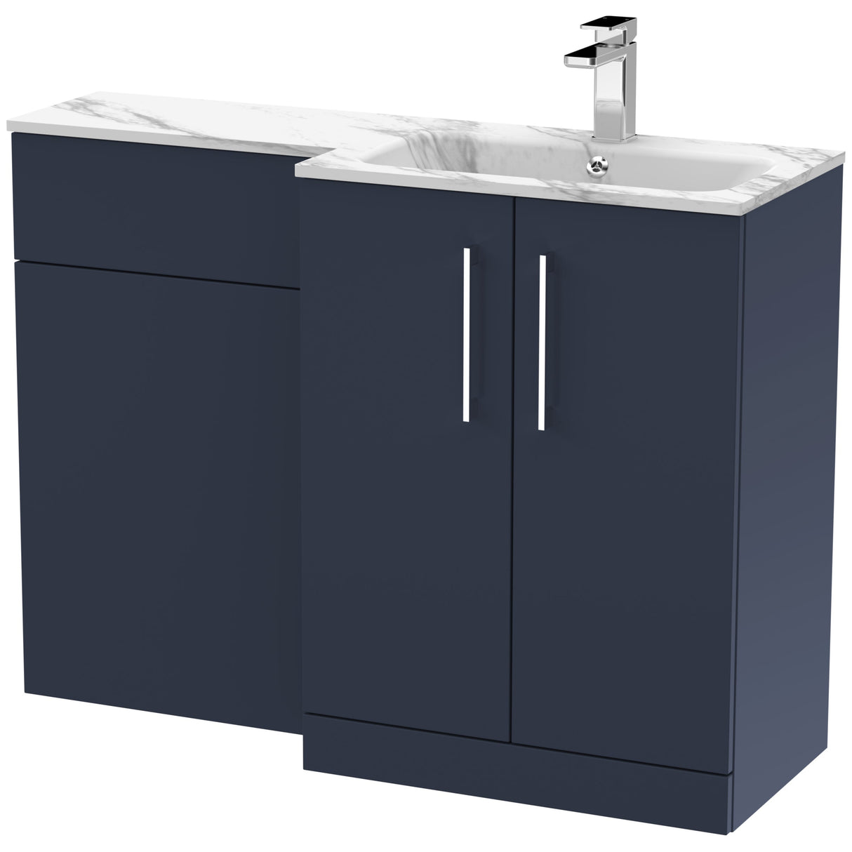 Nuie Arno Toilet & Basin Suite W1100mm - 2 Door Vanity Unit & Marble Stone Basin Midnight Blue ARN2913R