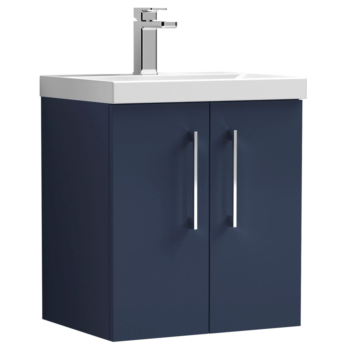 Nuie Arno 500mm Wall Hung 2 Door Vanity Unit & Basin Midnight Blue ARN2921D