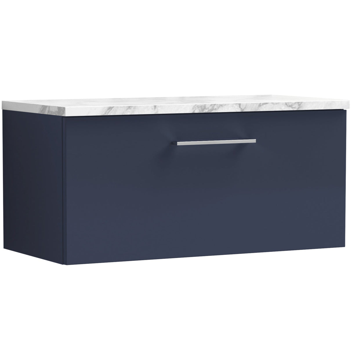 Nuie Arno 800mm Wall Hung 1 Drawer Countertop Vanity Unit Midnight Blue ARN2925LCM