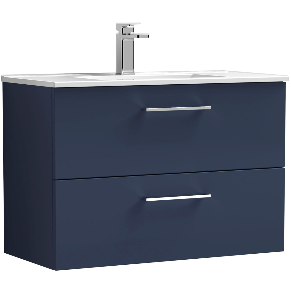 Nuie Arno 800mm Wall Hung 2 Drawer Vanity Unit & Basin Midnight Blue ARN2926B