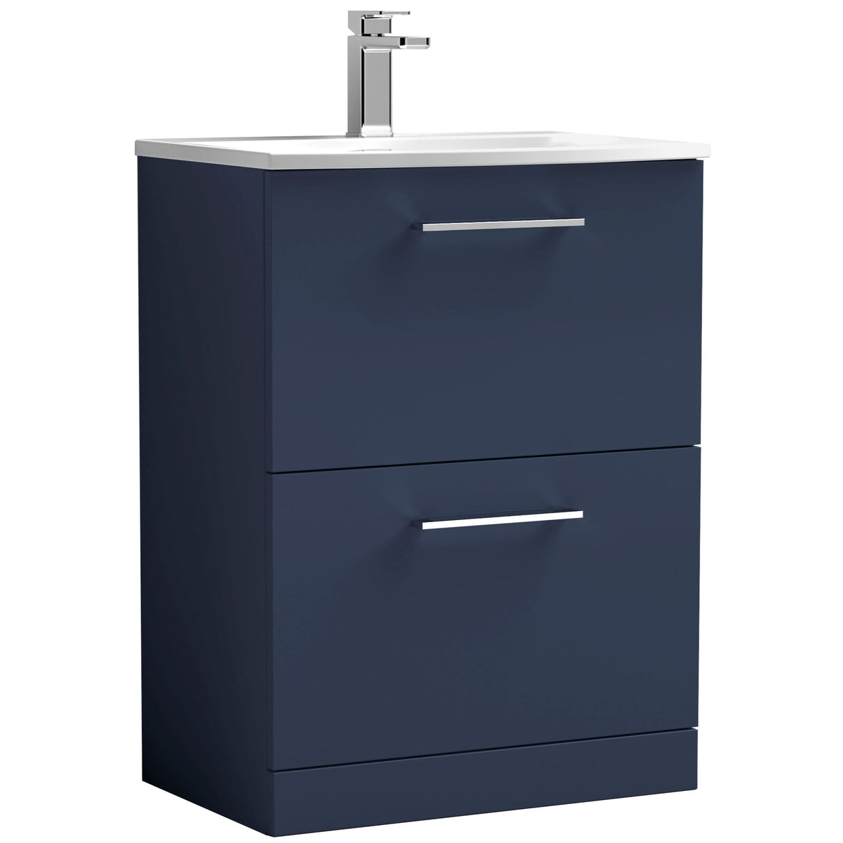 Nuie Arno 600mm Floor Standing 2 Drawer Vanity Unit & Basin Midnight Blue ARN2933G