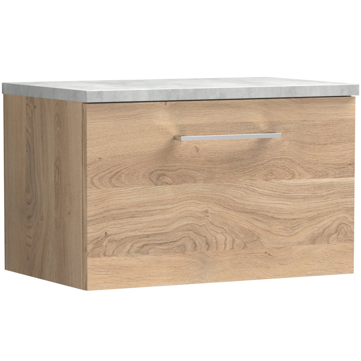 Nuie Arno 600mm Wall Hung 1 Drawer Countertop Vanity Unit Bleached Oak ARN3022LBG
