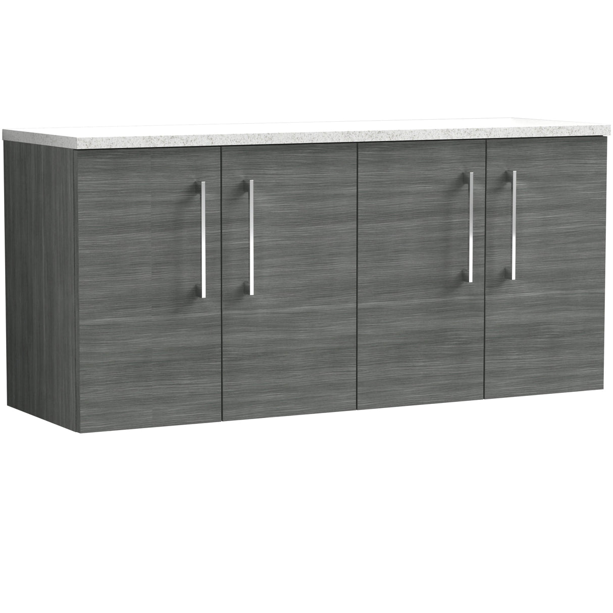Nuie Arno 1200mm Wall Hung 4 Door Countertop Vanity Unit Anthracite Woodgrain ARN523LSW2