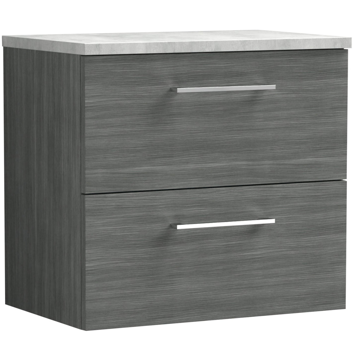 Nuie Arno 600mm Wall Hung 2 Drawer Countertop Vanity Unit Anthracite Woodgrain ARN524LBG