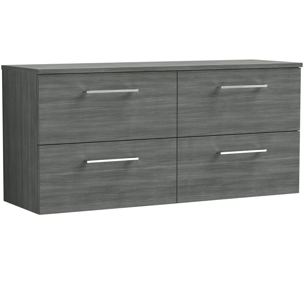 Nuie Arno 1200mm Wall Hung 4 Drawer Countertop Vanity Unit Anthracite Woodgrain ARN524W2