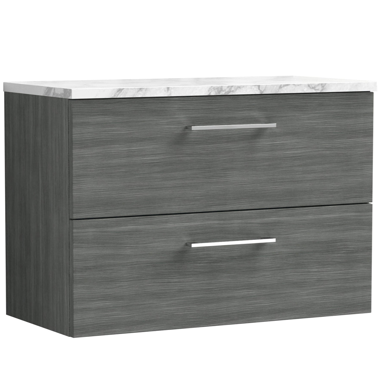 Nuie Arno 800mm Wall Hung 2 Drawer Countertop Vanity Unit Anthracite Woodgrain ARN526LCM