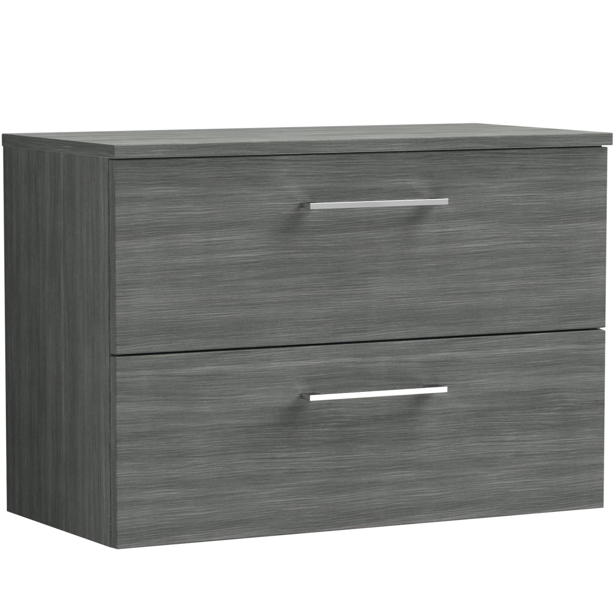 Nuie Arno 800mm Wall Hung 2 Drawer Countertop Vanity Unit Anthracite Woodgrain ARN526W