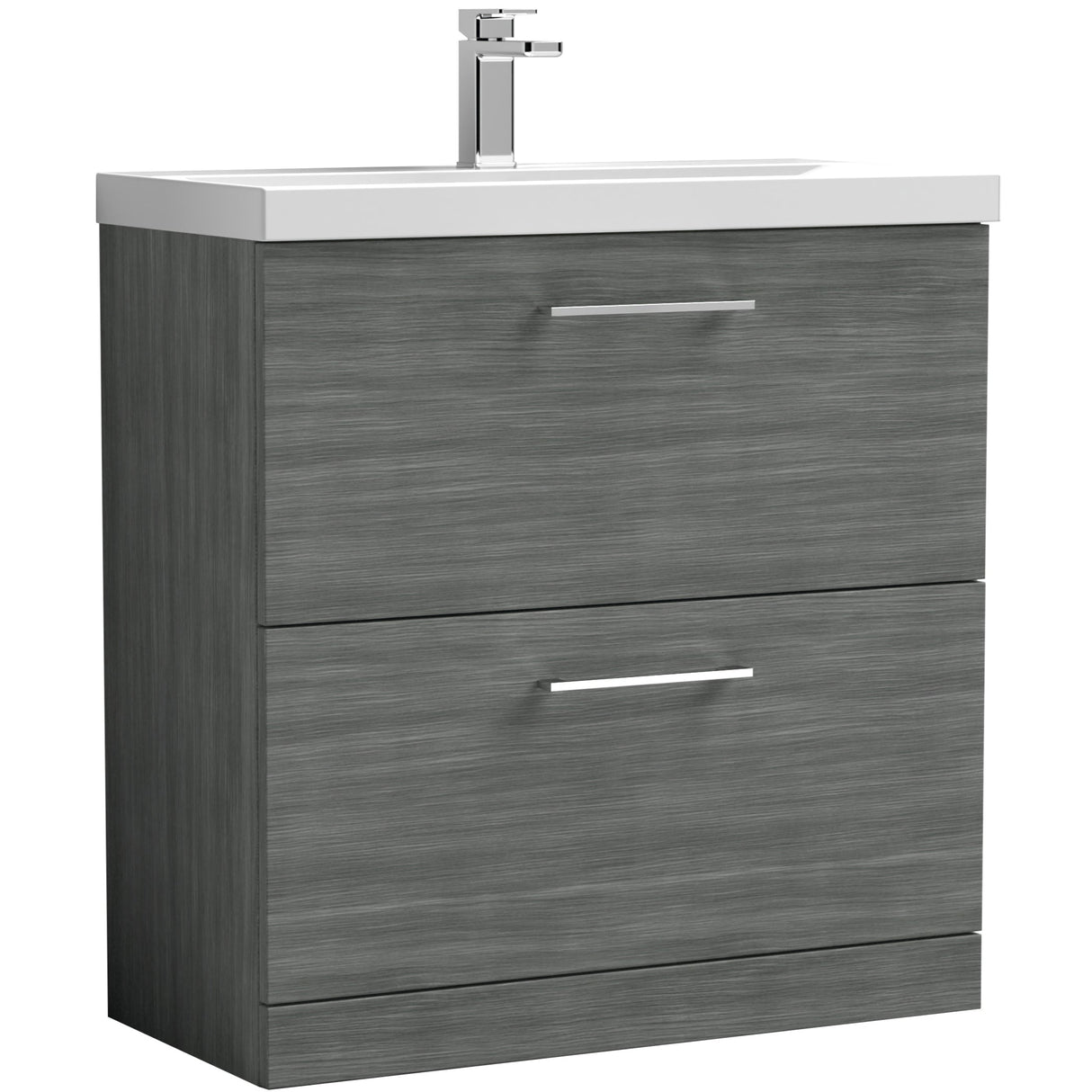 Nuie Arno 800mm Floor Standing 2 Drawer Vanity Unit & Basin Anthracite Woodgrain ARN535A