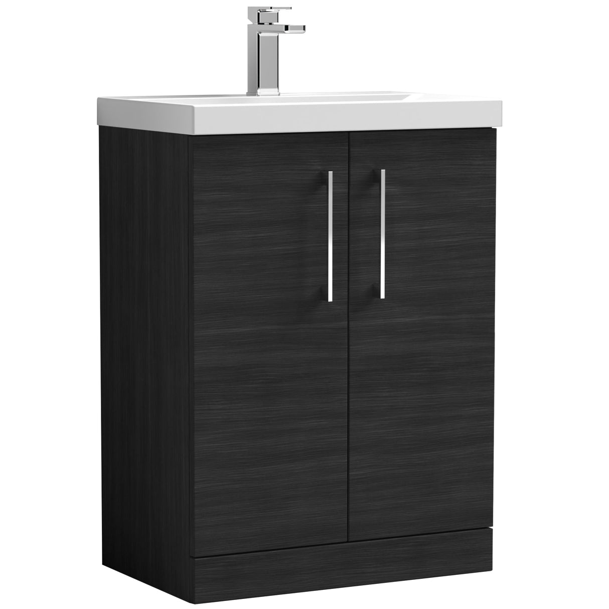 Nuie Arno 600mm Floor Standing 2 Door Vanity Unit & Basin Charcoal Black ARN603A
