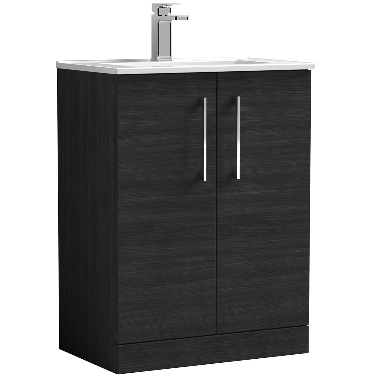 Nuie Arno 600mm Floor Standing 2 Door Vanity Unit & Basin Charcoal Black ARN603B