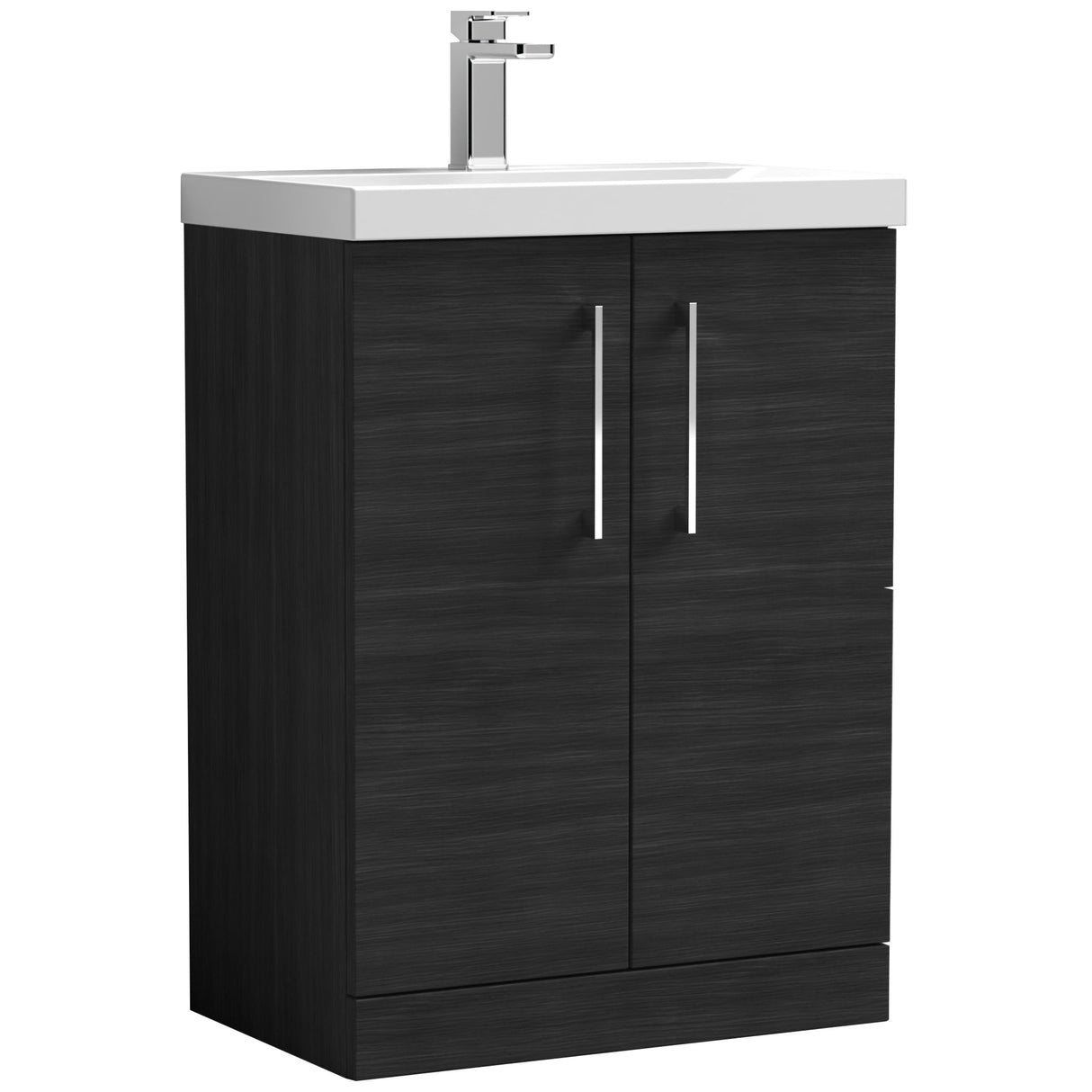 Nuie Arno 600mm Floor Standing 2 Door Vanity Unit & Basin Charcoal Black ARN603D