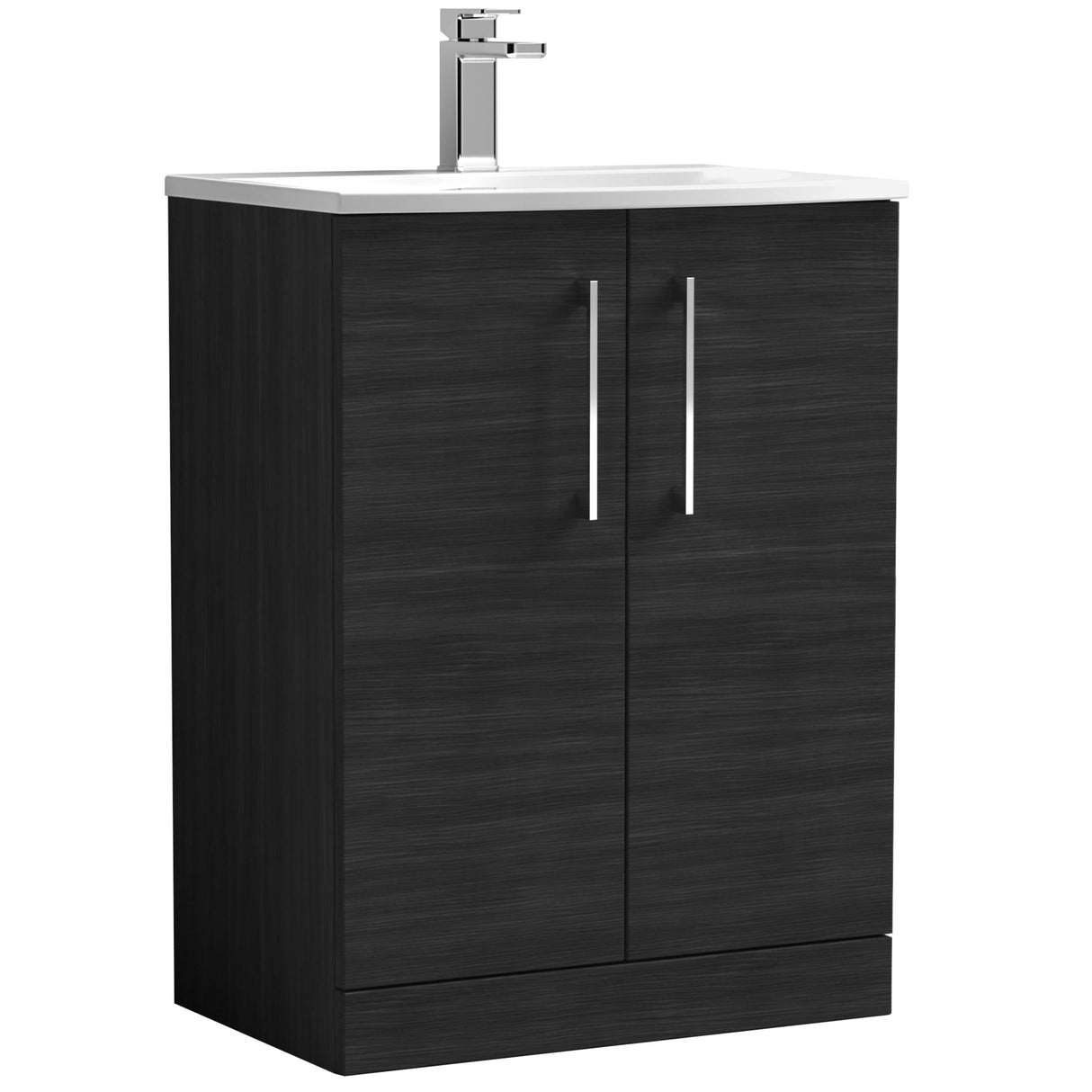 Nuie Arno 600mm Floor Standing 2 Door Vanity Unit & Basin Charcoal Black ARN603G