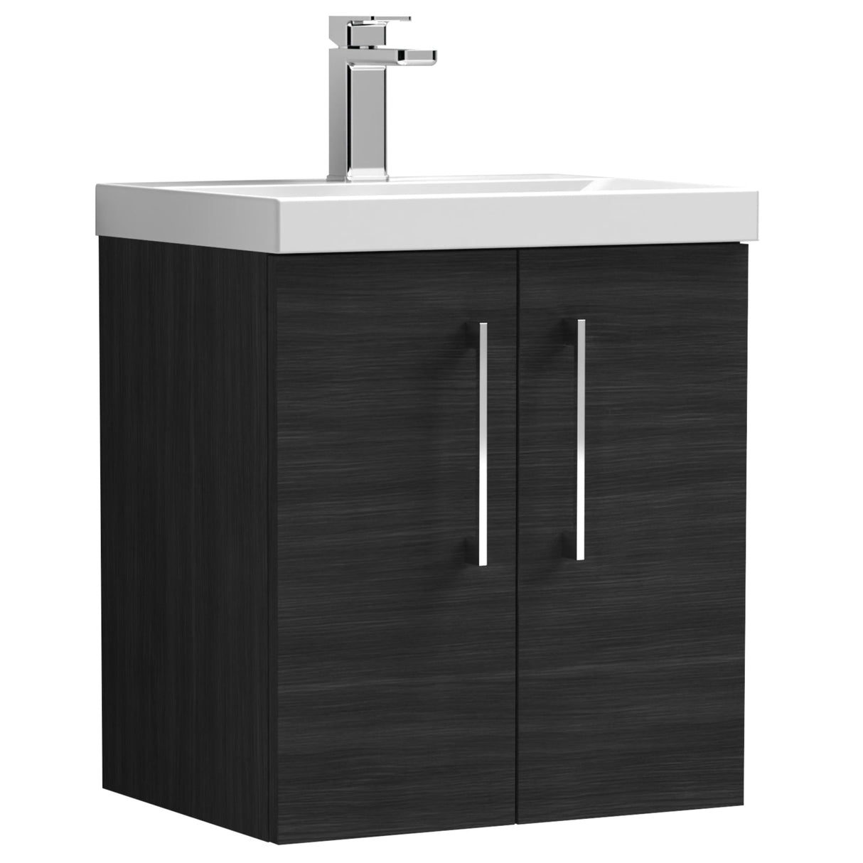 Nuie Arno 500mm Wall Hung 2 Door Vanity Unit & Basin Charcoal Black ARN621A
