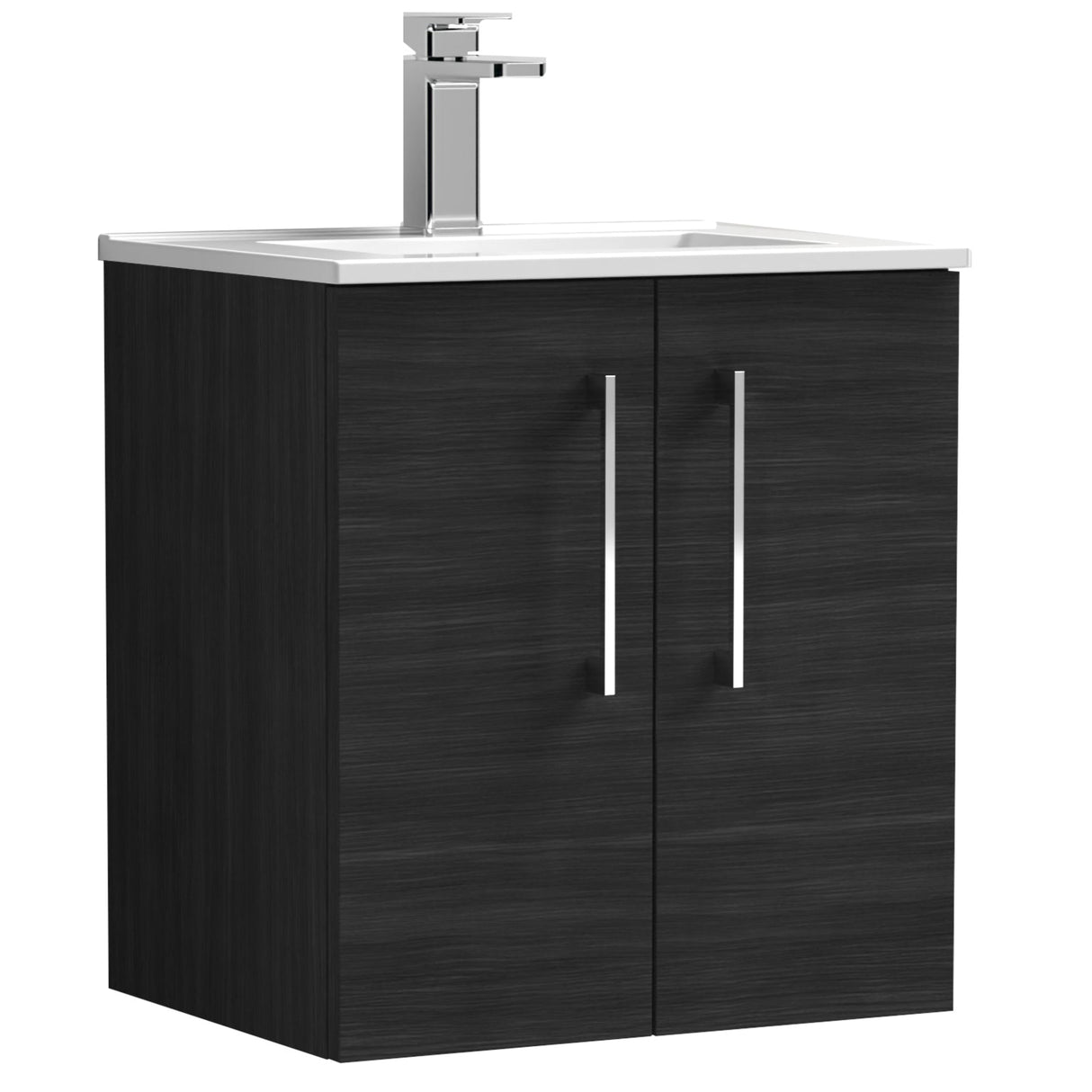 Nuie Arno 500mm Wall Hung 2 Door Vanity Unit & Basin Charcoal Black ARN621B