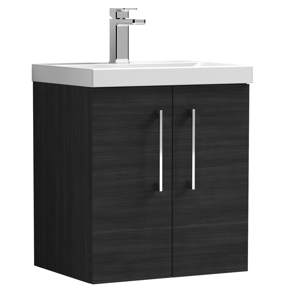 Nuie Arno 500mm Wall Hung 2 Door Vanity Unit & Basin Charcoal Black ARN621D