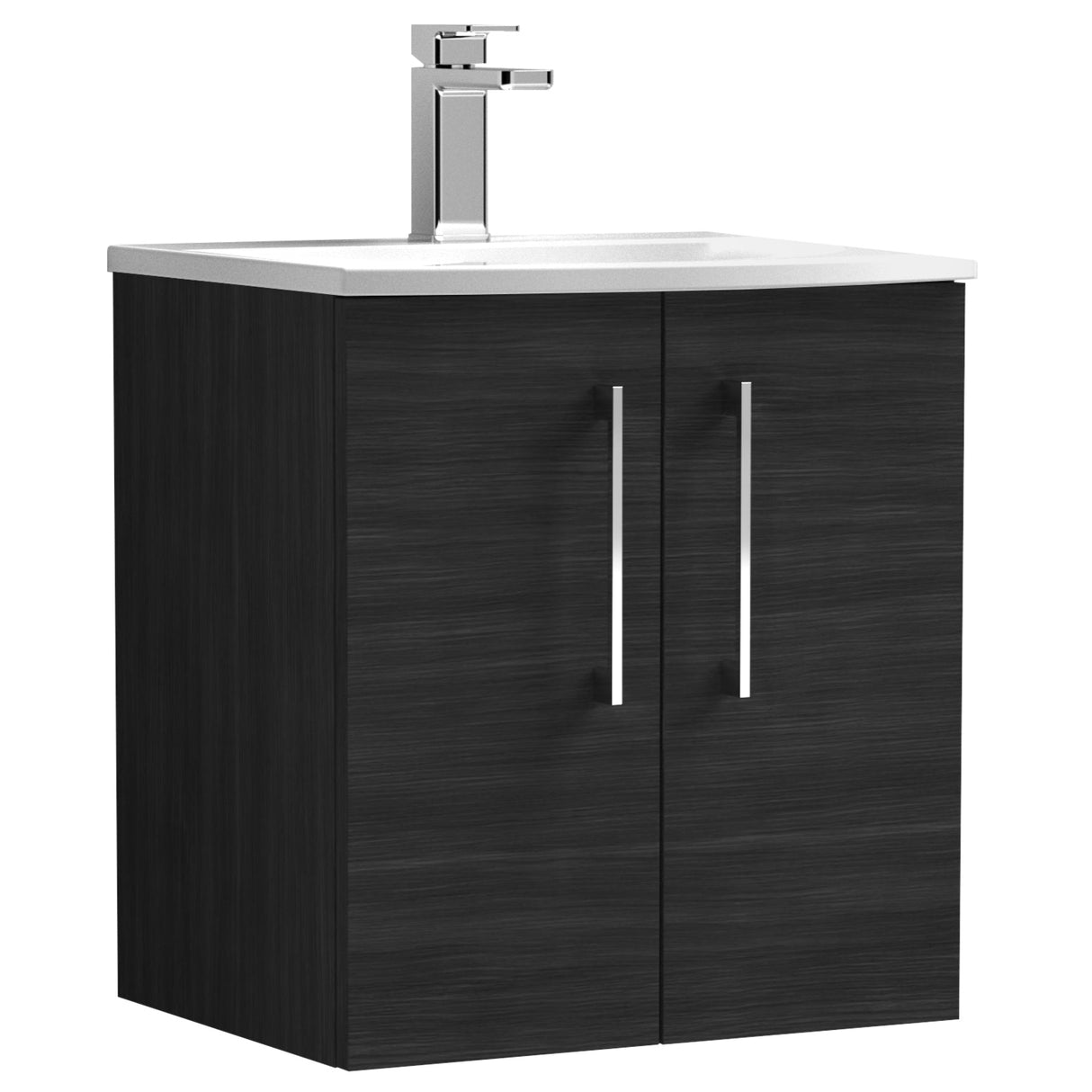 Nuie Arno 500mm Wall Hung 2 Door Vanity Unit & Basin Charcoal Black ARN621G