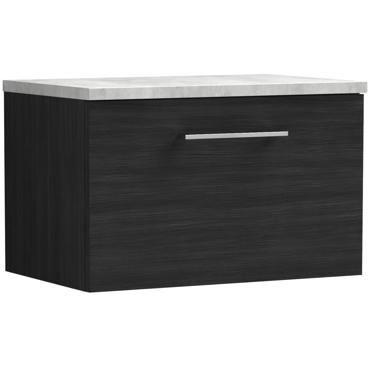 Nuie Arno 600mm Wall Hung 1 Drawer Countertop Vanity Unit Charcoal Black ARN622LBG