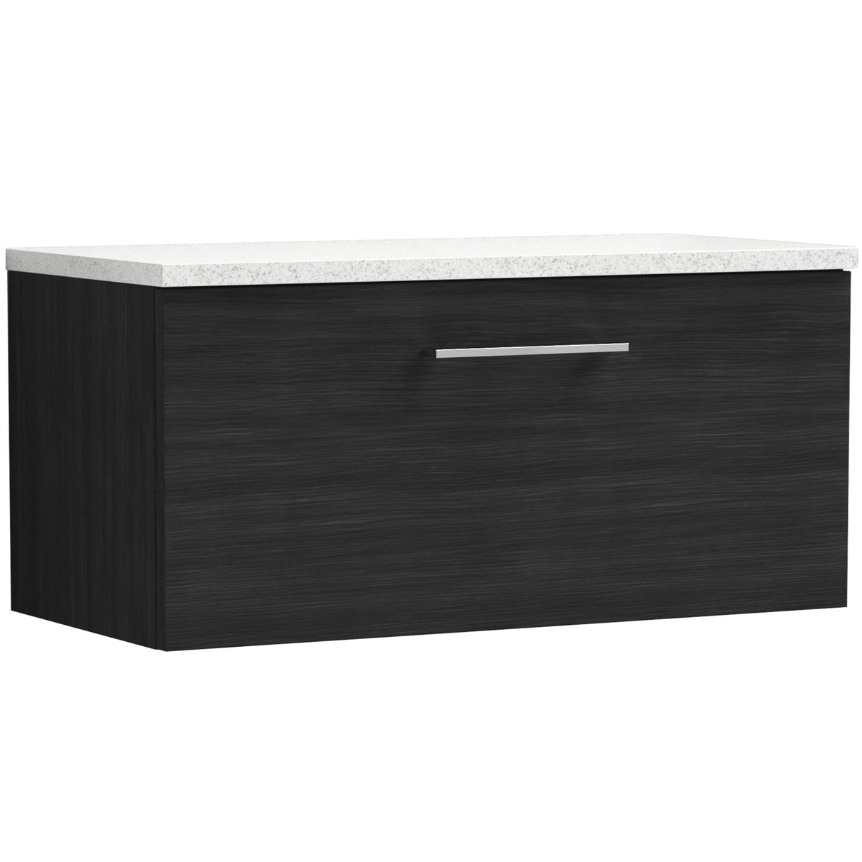 Nuie Arno 800mm Wall Hung 1 Drawer Countertop Vanity Unit Charcoal Black ARN625LSW