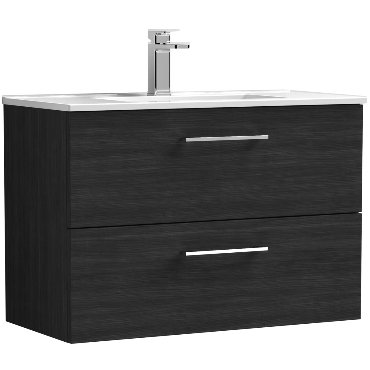 Nuie Arno 800mm Wall Hung 2 Drawer Vanity Unit & Basin Charcoal Black ARN626B