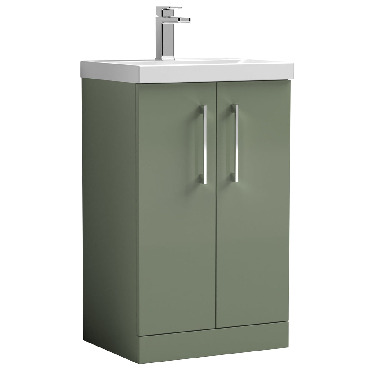 Nuie Arno 500mm Floor Standing 2 Door Vanity Unit & Basin Satin Green ARN801D