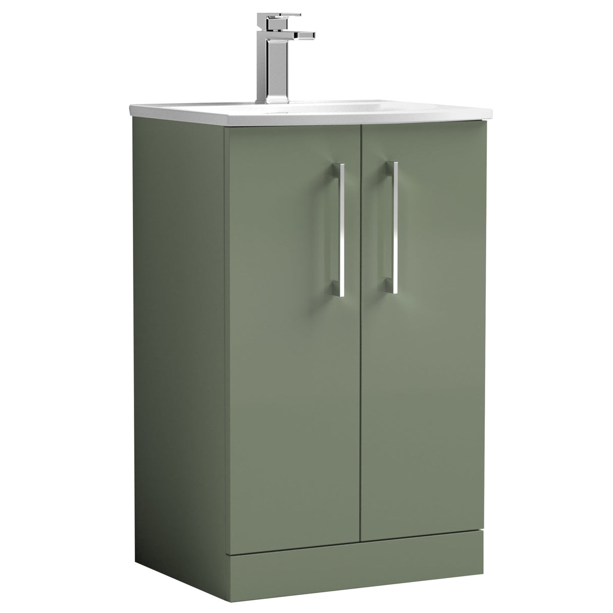 Nuie Arno 500mm Floor Standing 2 Door Vanity Unit & Basin Satin Green ARN801G