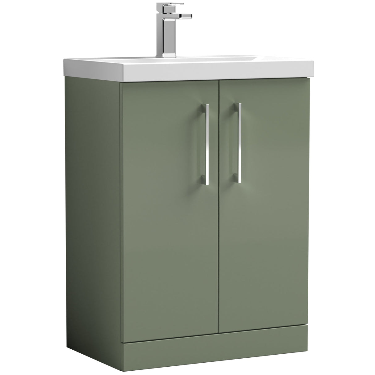 Nuie Arno 600mm Floor Standing 2 Door Vanity Unit & Basin Satin Green ARN803A