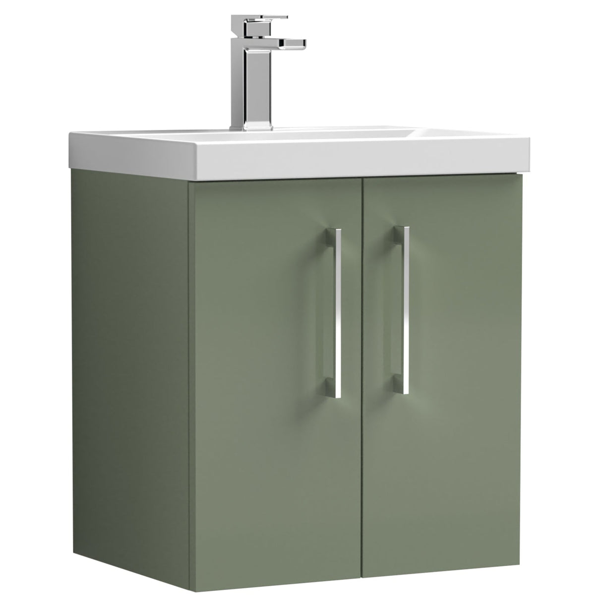 Nuie Arno 500mm Wall Hung 2 Door Vanity Unit & Basin Satin Green ARN821A