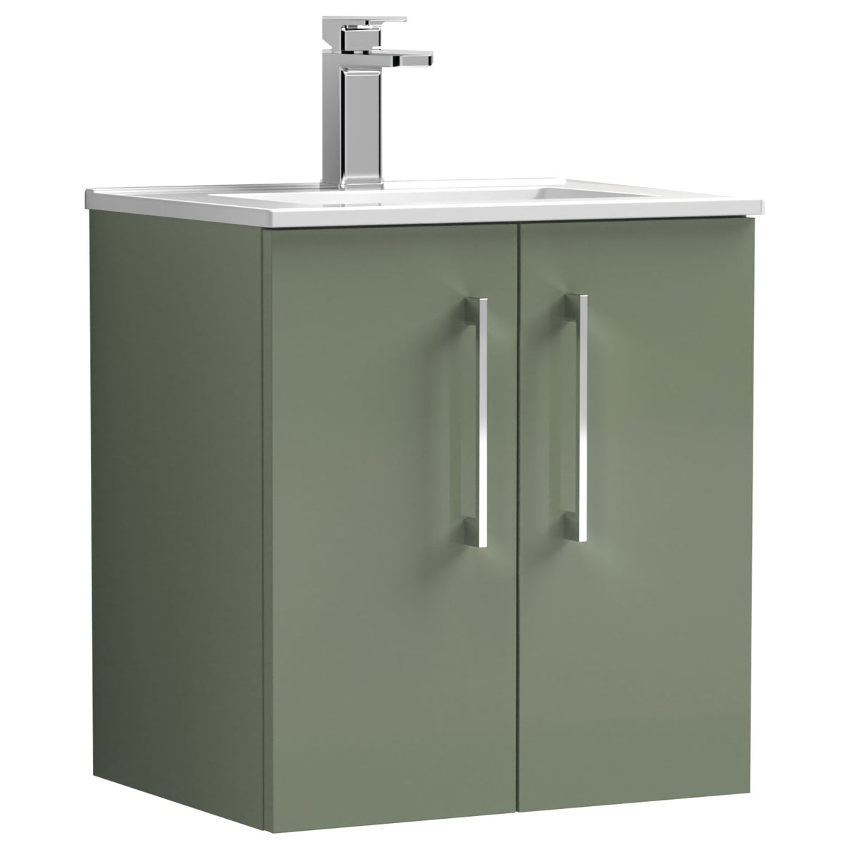 Nuie Arno 500mm Wall Hung 2 Door Vanity Unit & Basin Satin Green ARN821B