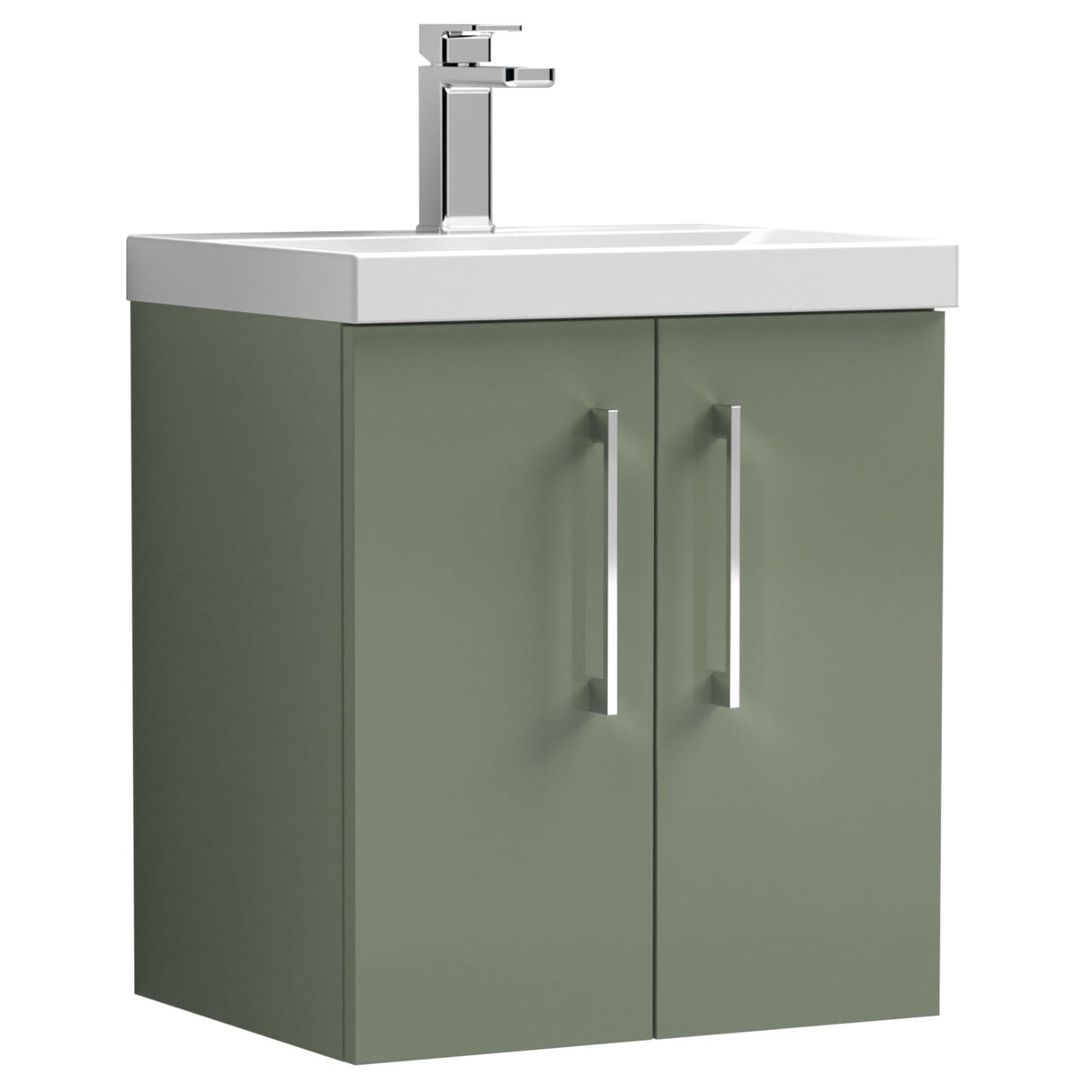 Nuie Arno 500mm Wall Hung 2 Door Vanity Unit & Basin Satin Green ARN821D