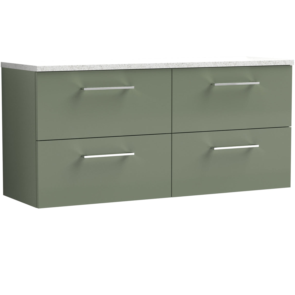 Nuie Arno 1200mm Wall Hung 4 Drawer Countertop Vanity Unit Satin Green ARN824LSW2