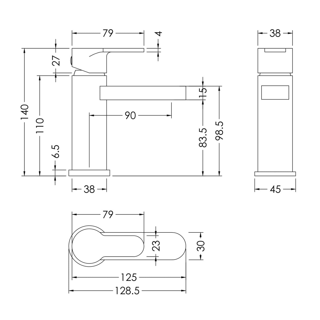 Nuie Arvan Mini Mono Basin Mixer Tap with Waste Chrome ARV315 LD