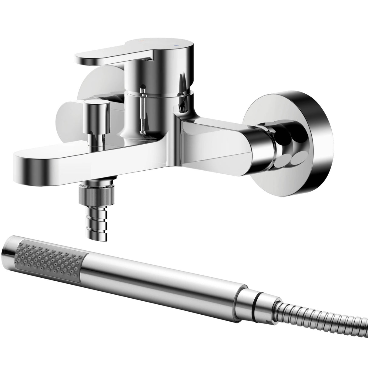 Nuie Arvan Wall Mounted Bath Shower Mixer Tap with Shower Kit Chrome ARV316