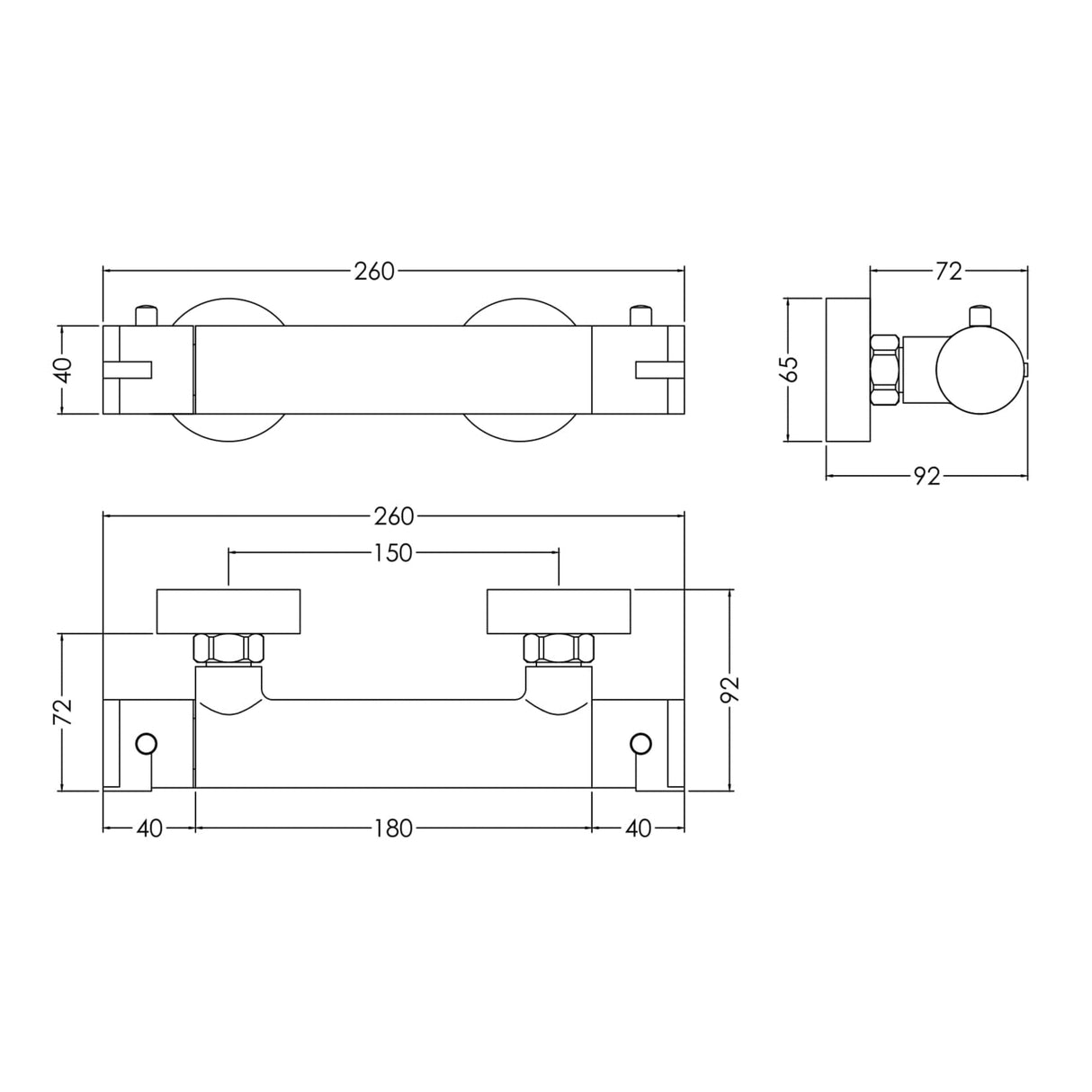 Nuie Arvan Round Thermostatic Bar Shower Valve Chrome ARV503 LD