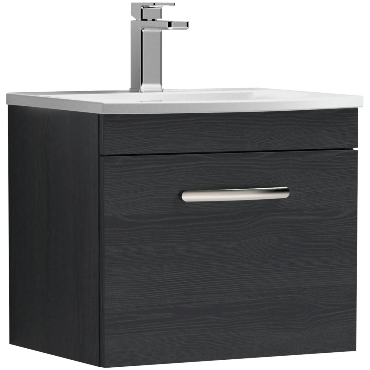 Nuie Athena 500mm Wall Hung 1 Drawer Vanity Unit & Basin Charcoal Black ATH012G