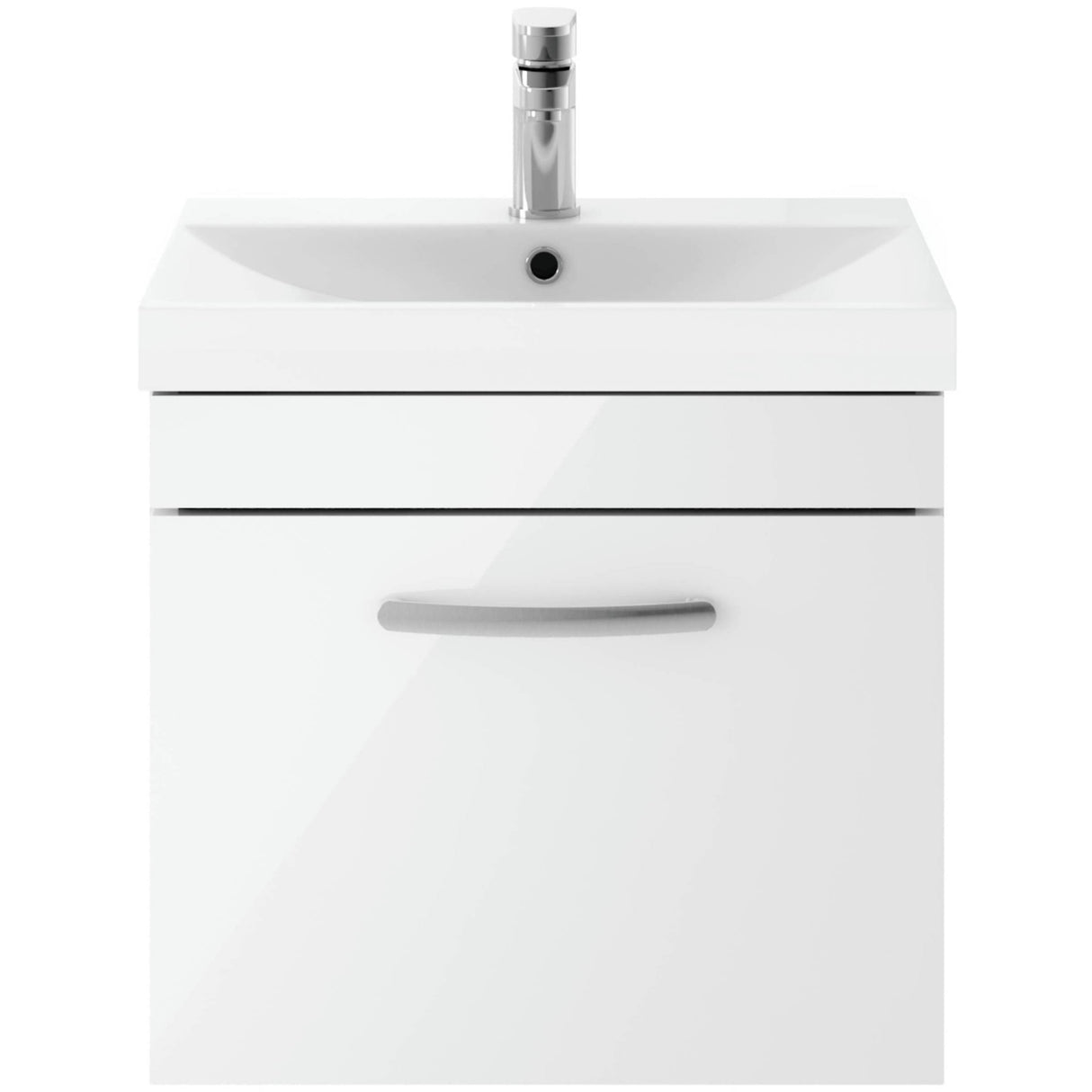 Nuie Athena 500mm Wall Hung 1 Drawer Vanity Unit & Basin Gloss White ATH013D