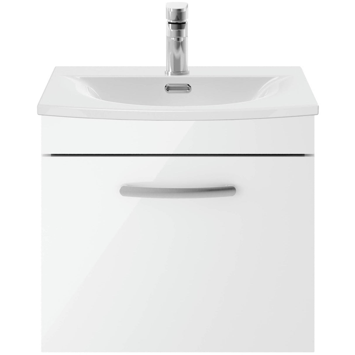 Nuie Athena 500mm Wall Hung 1 Drawer Vanity Unit & Basin Gloss White ATH013G