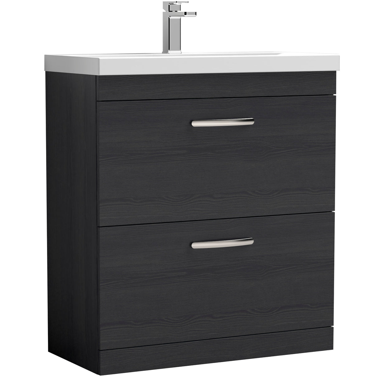 Nuie Athena 800mm Freestanding 2 Drawer Vanity Unit & Basin Charcoal Black ATH054A