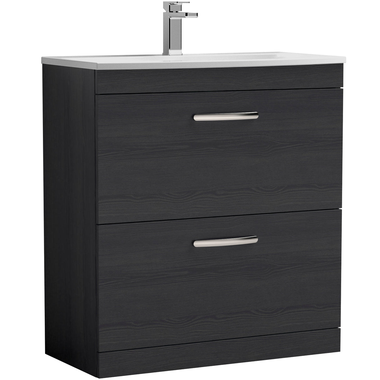 Nuie Athena 800mm Freestanding 2 Drawer Vanity Unit & Basin Charcoal Black ATH054G