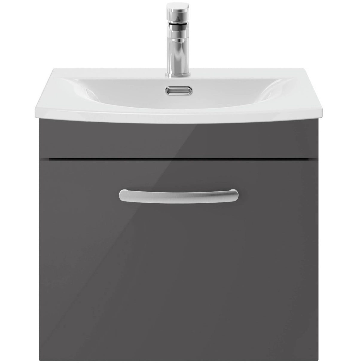 Nuie Athena 500mm Wall Hung 1 Drawer Vanity Unit & Basin Gloss Grey ATH073G