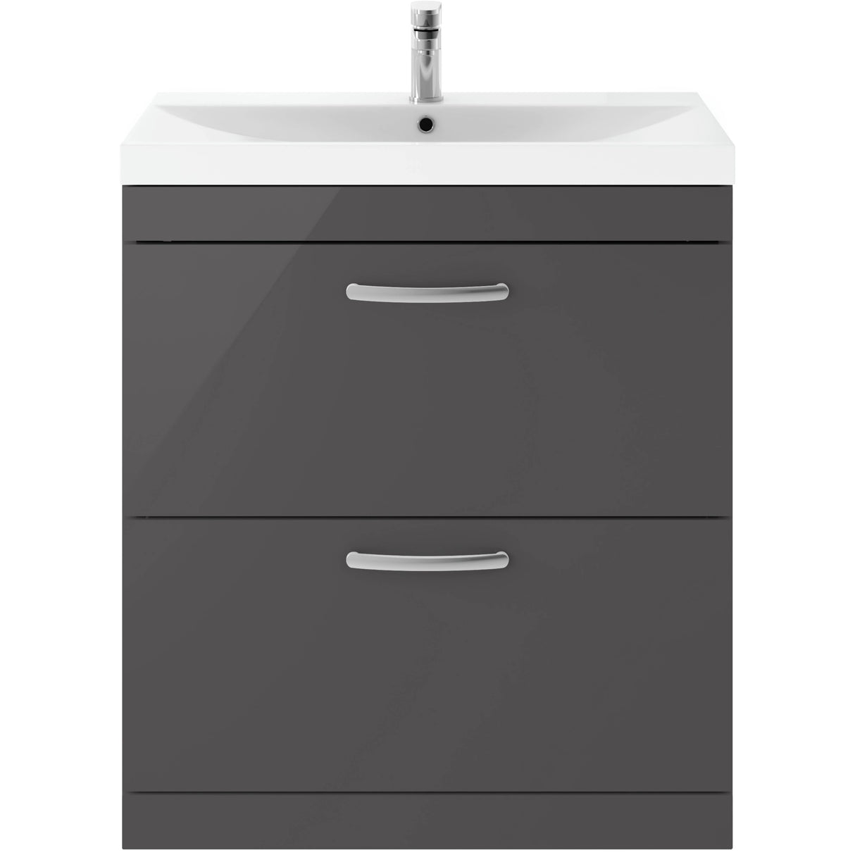 Nuie Athena 800mm Freestanding 2 Drawer Vanity Unit & Basin Gloss Grey ATH079D