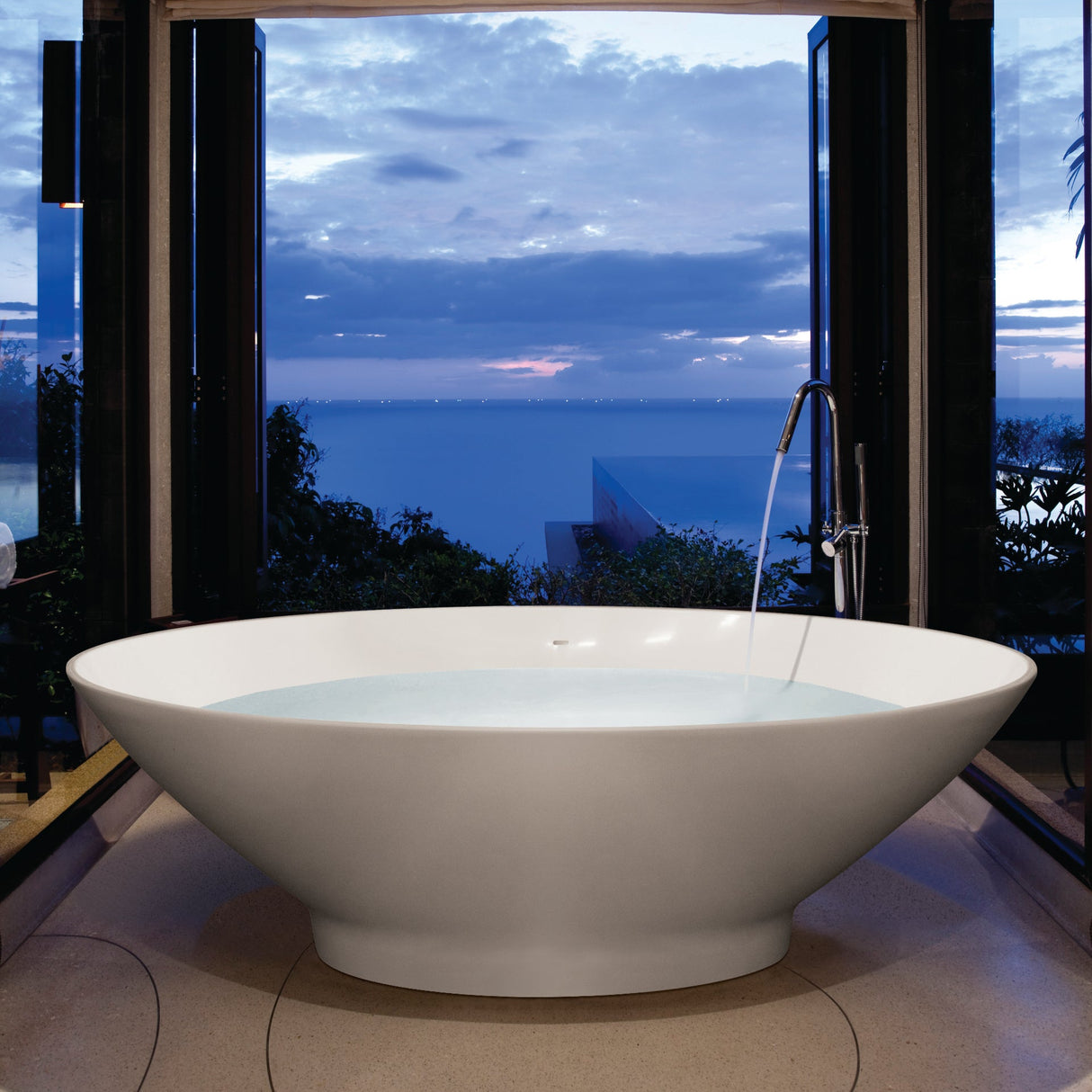 BC Designs Tasse Cian Solid Surface Freestanding Bath L1770 x W880mm Polished White BAB010 LS2