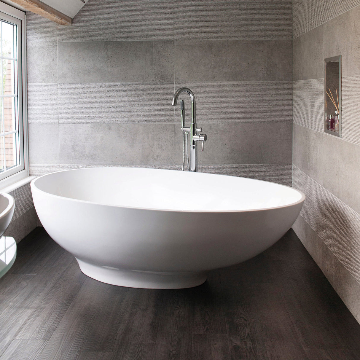 BC Designs Gio Cian Solid Surface Freestanding Bath L1645 x W935mm Matt White BAB062MW LS