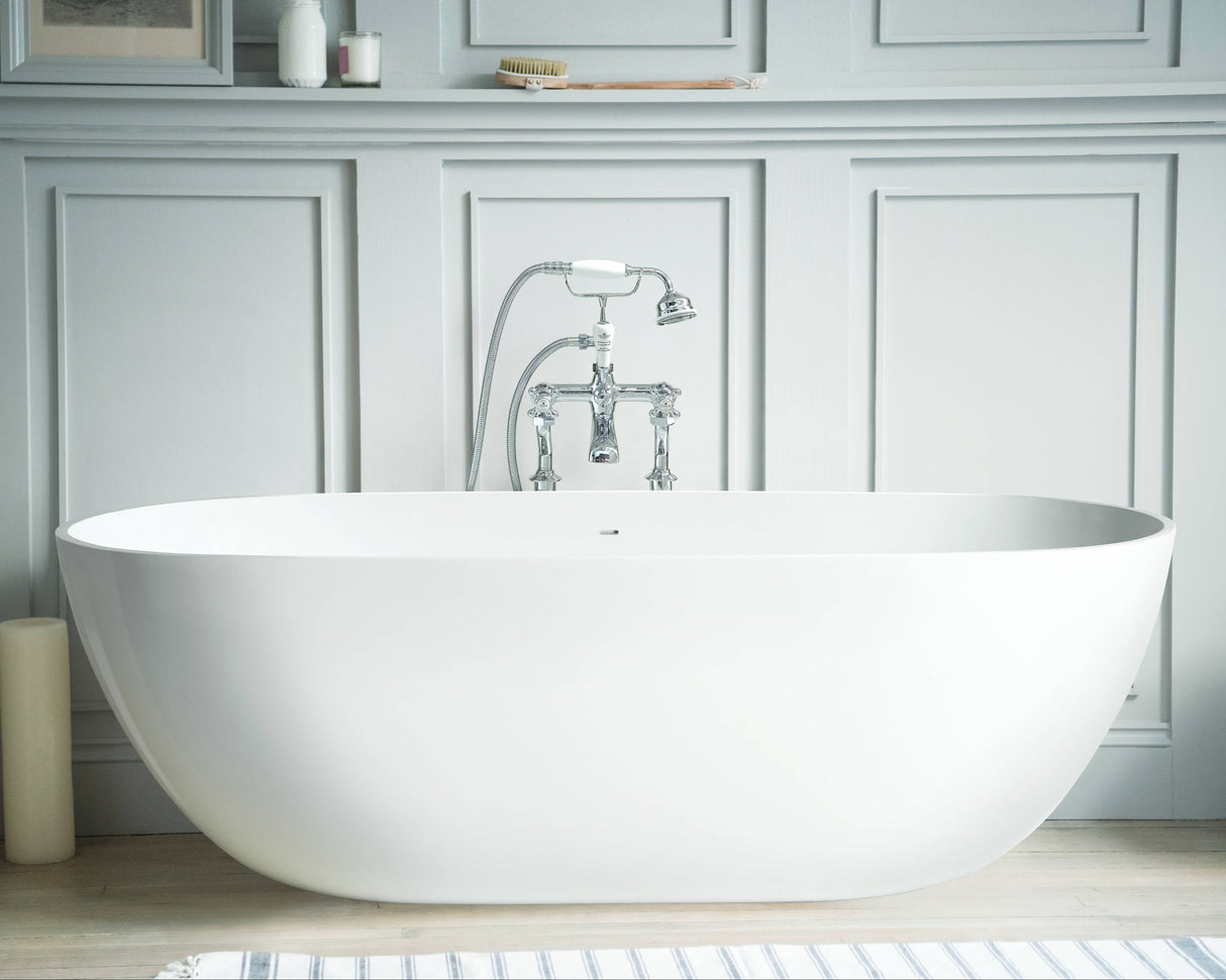 BC Designs Crea Cian Solid Surface Freestanding Bath L1665 x W780mm Polished White BAB076