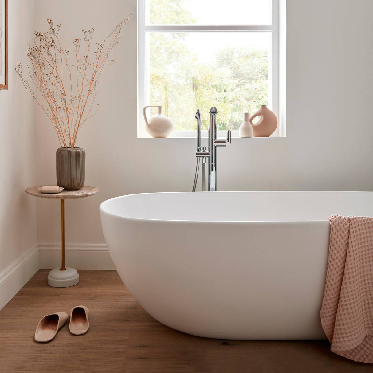 BC Designs Crea Cian Solid Surface Freestanding Bath L1665 x W780mm Silk Matt White BAB077 LS2