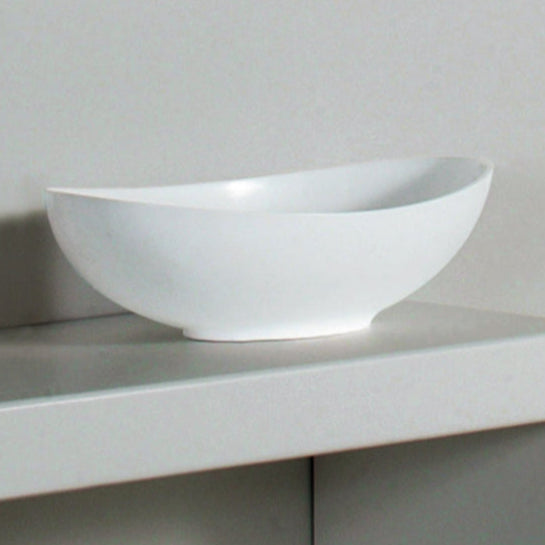BC Designs Kurv Cian Solid Surface Countertop Basin L615 x W360mm Polished White BAB105 LS