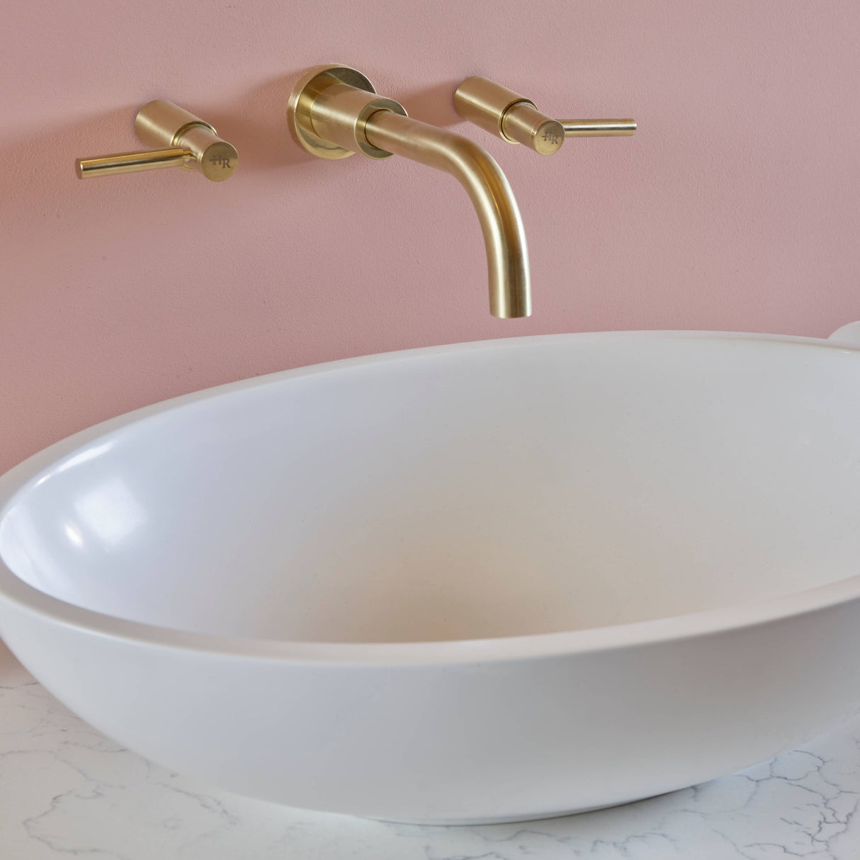 BC Designs Gio Cian Solid Surface Countertop Basin L575 x W345mm Polished White BAB110 LS6