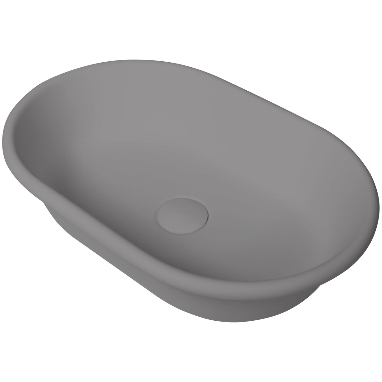 BC Designs Omnia Cian Solid Surface Countertop Basin L530 x W360mm L530 x W360mm Industrial Grey BAB160IG