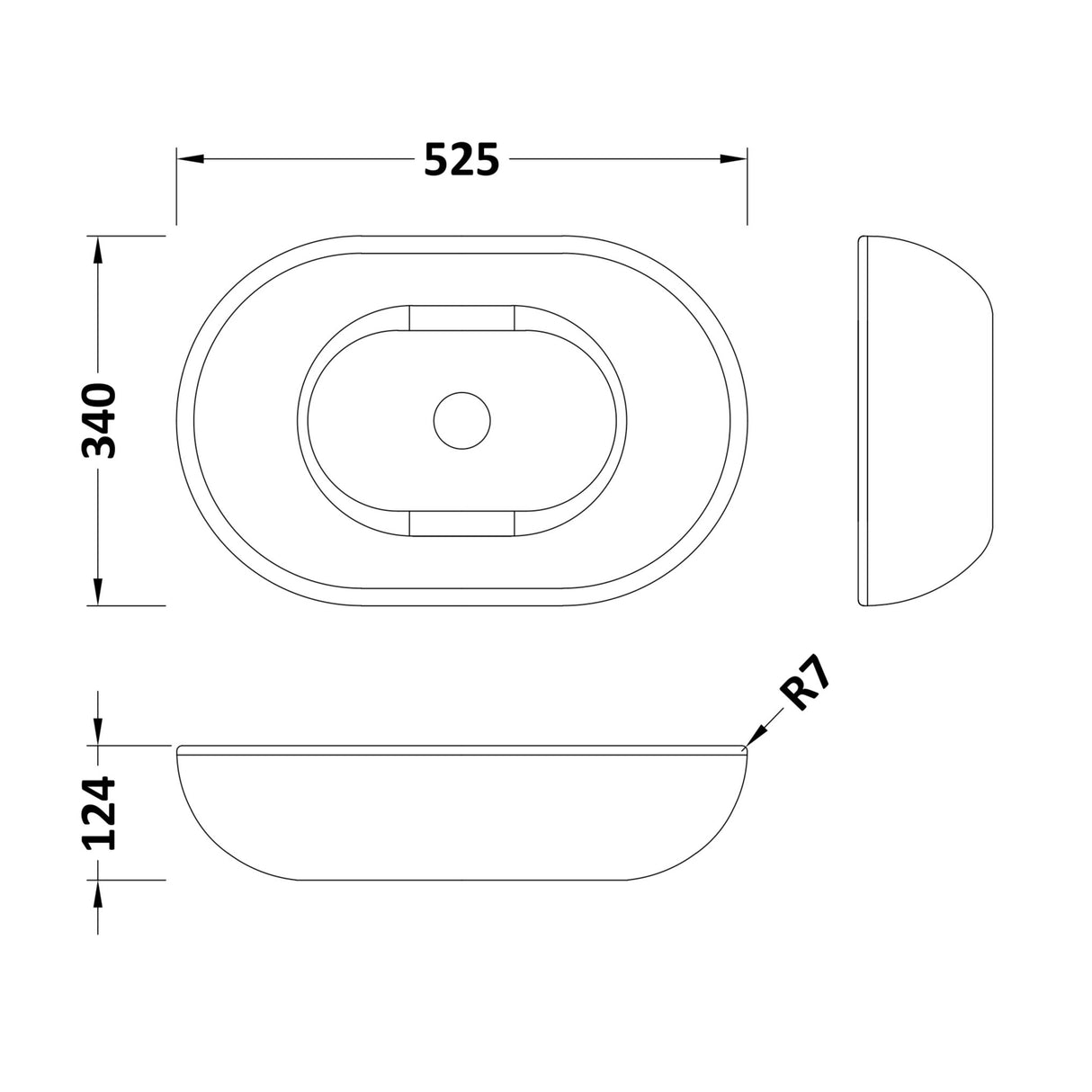 BC Designs Crea Cian Solid Surface Countertop Basin L525 x W340mm Gun Metal BAB162GM LD