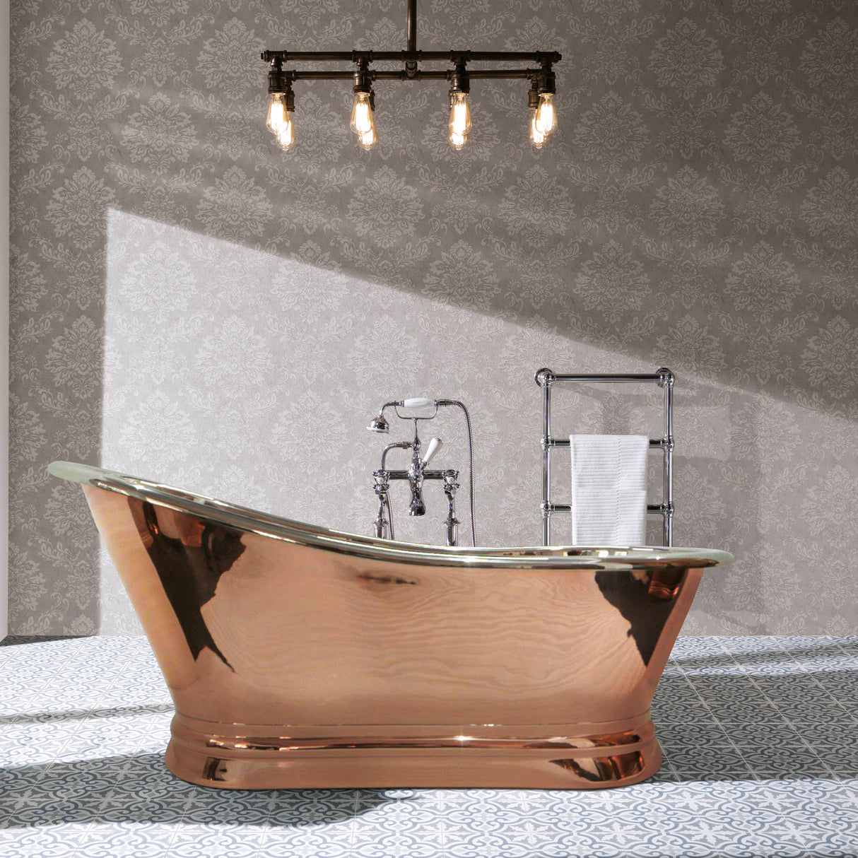 BC Designs Freestanding Copper Nickel Slipper Bath L1700 x W725mm BAC009 LS2